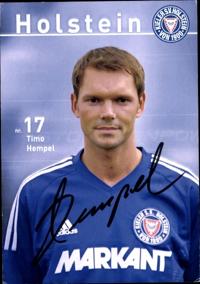Karta z autografem piłkarza Timo Hempela, Holstein Kiel, autograf