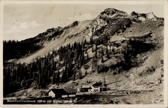 Postcard Bodenschneid Schliersee in Upper Bavaria, Bodenschneidhaus, peak, mountain landscape, forest, photo...