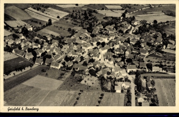 Ak Geisfeld Strullendorf in Oberfranken, Fliegeraufnahme