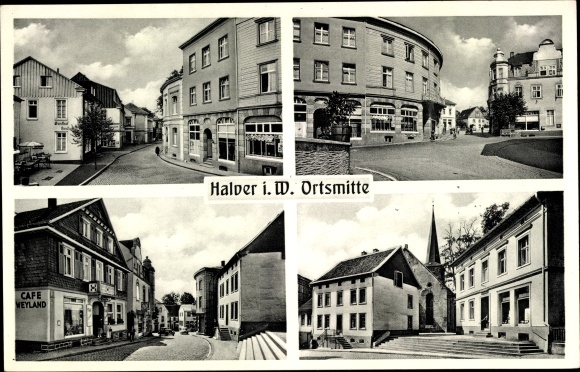 Ak Halver im Märkischen Kreis Westfalen, Ortsmitte, Stadtansichten, Café Weyland, Kirche