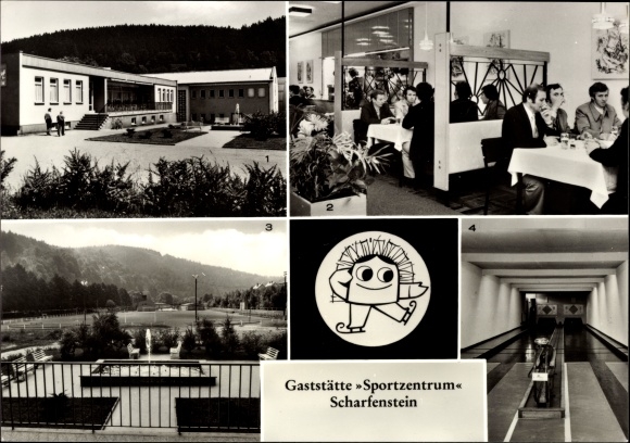 Ak Scharfenstein Drebach im Erzgebirge Sachsen, VEB dkk, Gaststätte Sportzentrum