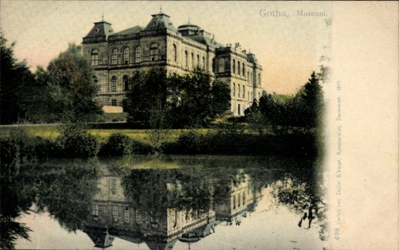 Ak Gotha in Thüringen, Museum, Gebäude, Wasserreflexion, farbig, Verlag Zedler & Vogel