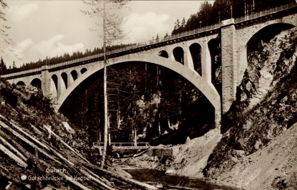 Postcard Gutach on the Black Forest Railway Baden, Gutach Bridge