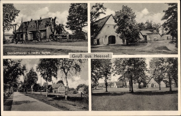 Ak Heessel Hemmoor in Nedersaksen, dorpsgezichten, actie van Hertha Bartelt