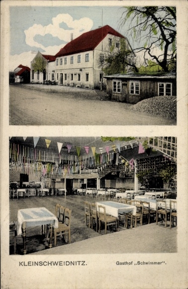 Postcard Kleinschweidnitz Großschweidnitz, Gasthof Schwimmer