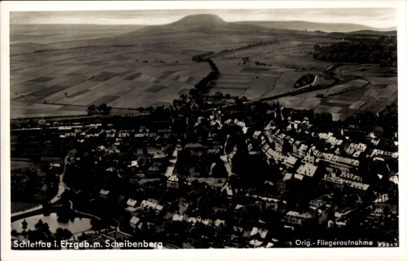 Ak Schlettau in het Erzgebirge, luchtfoto