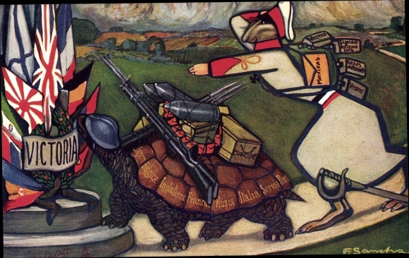 Artist Postcard De Haas en de Schildpad, Hare and Turtle, Victoria, Allegory, Fable