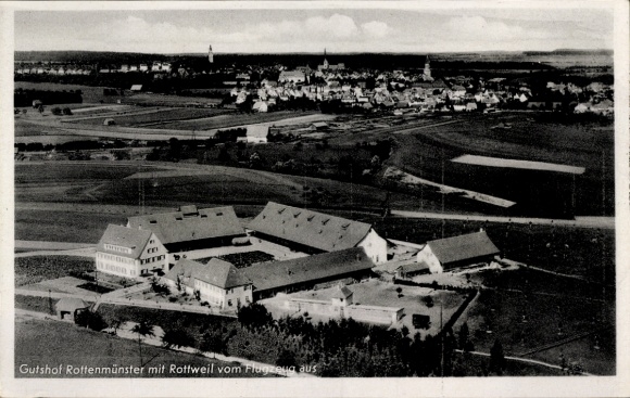Postcard Rottenmünster Rottweil am Neckar, aerial photograph, manor house