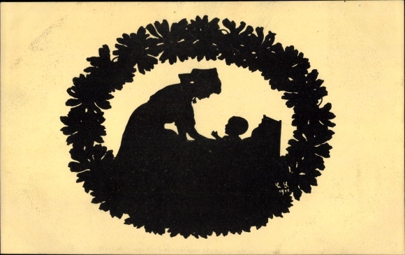 Paper cut artist Postcard Streubel, Charlotte, Chemnitz, Marguerite Day 1911, nativity scene, Albert Association