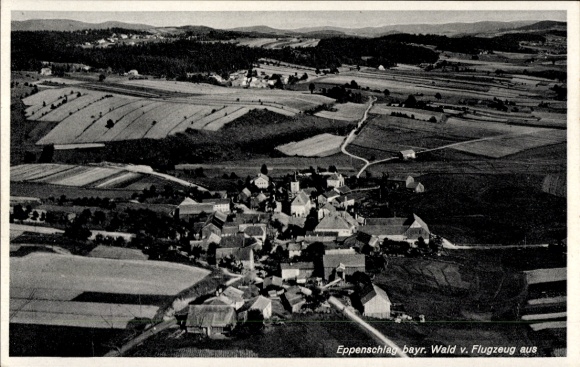 Ak Eppenschlag Beierse Woud Neder-Beieren, luchtfoto van landelijk landschap, velden, gebouwen