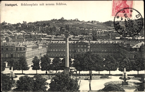 Postcard Stuttgart in Württemberg, Schlossplatz, New Palace