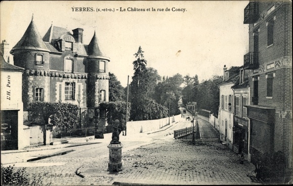 Postcard Yerres Essonne, The Castle and Rue de Concy