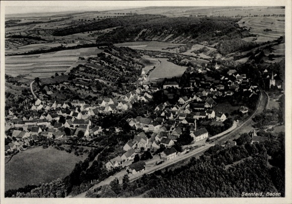 Ak Sennfeld Adelsheim in Baden, Fliegeraufnahme