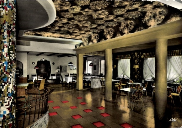Postcard Wirsberg in the Fichtelgebirge, Hotel Post, dining room