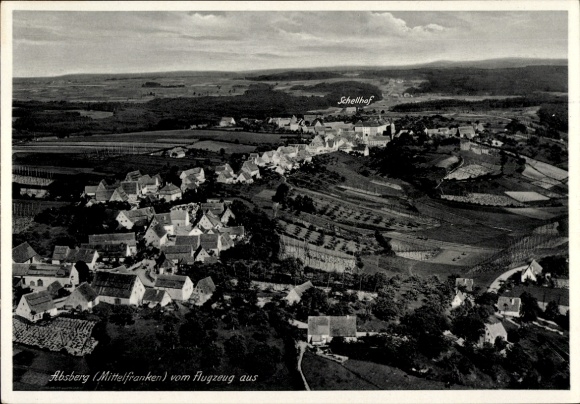 Postkarte Absberg in Mittelfranken, Luftaufnahme