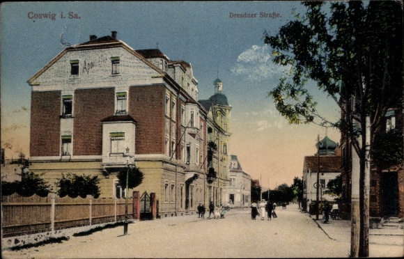 Postcard Coswig in Saxony, Dresdner Strasse