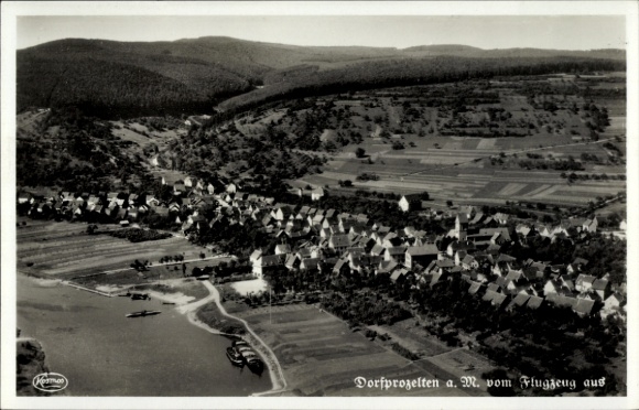 Postcard Dorfprozelten am Main Unterfranken, aerial photograph