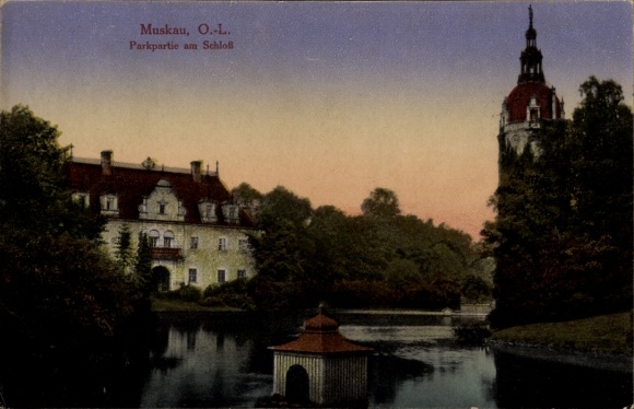 Postcard Bad Muskau in Upper Lusatia, Park, Castle