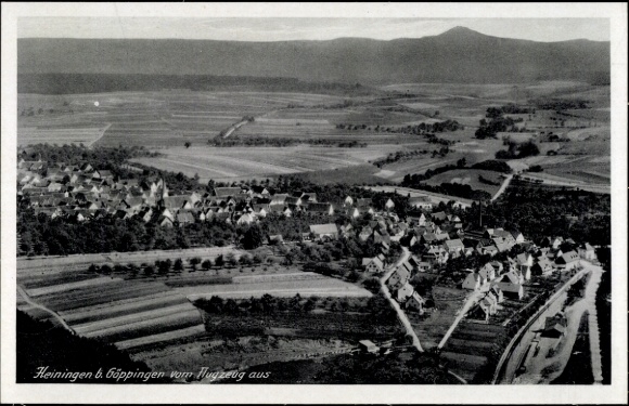 Postcard Heiningen in the Swabian Alb, aerial photograph
