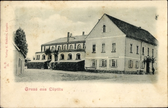 Ansichtkaart Lüptitz Lossatal, straatgebied, herberg