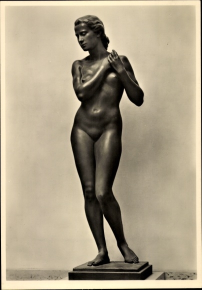 Postcard sculpture by Rudolf Kaesbach, Spring of Life, HDK 537, female nude