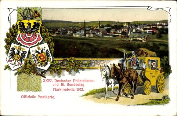 Privat-Ganzsache Bayern PP 22 C 2 02, 24. Deutscher Philatelistentag Marktredwitz 1912, SSt. B0.01