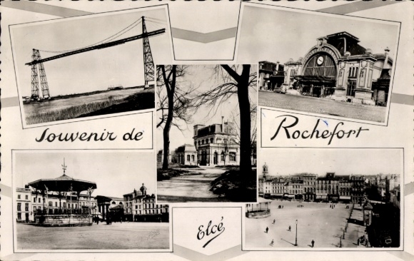 Postcard Rochefort sur Mer Charente Maritime, train station, bridge