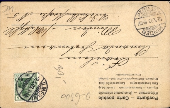 Newspaper Postcard Ilmenau in Thuringia, view from the Ravenéshäuschen, Ilmenau newsletter Die Henne
