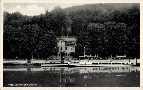 Postcard Fuldatal Hessen, Strandgasthaus Roter Kater
