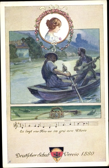 Song Postcard There is a crown in the green Rhine, German School Association No. 91