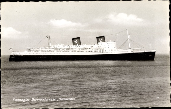 Postcard passenger fast steamer Hanseatic, steamboat, Hamburg Atlantic Line