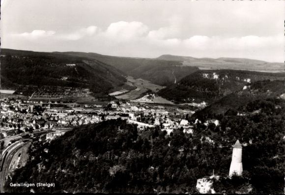 Postcard Geislingen an der Steige, landscape photograph, city view, mountain landscape, old towers