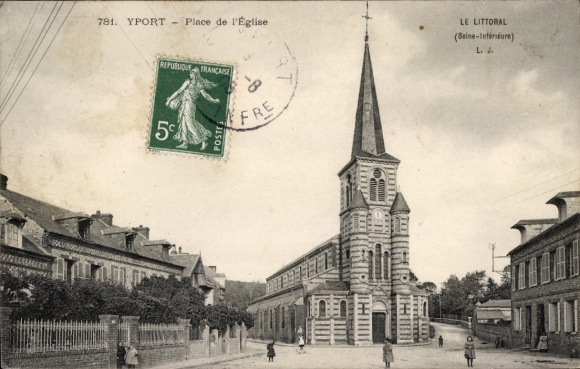 Postcard Yport Seine Maritime, Place de l'Eglise