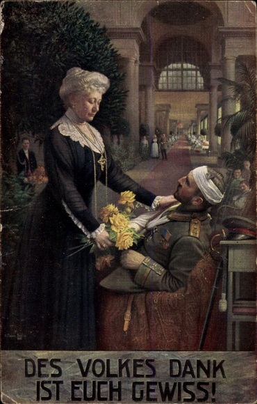 Artist Postcard Fischer, The people's thanks are certain, Empress Auguste Viktoria visits the hospital