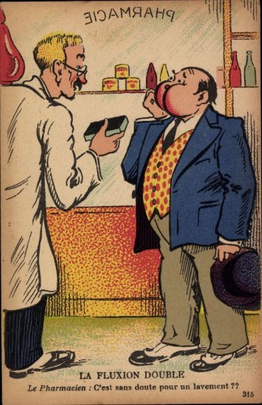 Postcard Man in the pharmacy, Fluxion Double