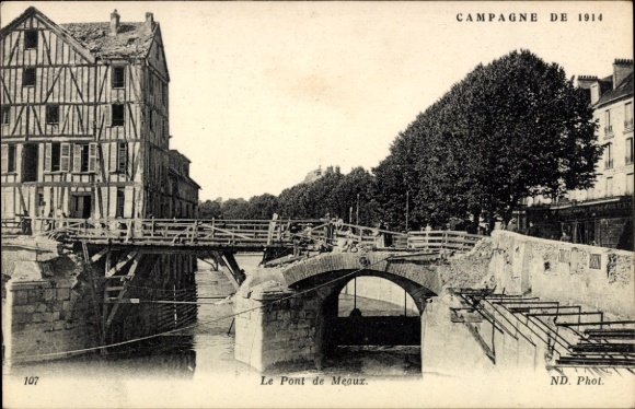 Ak Meaux Seine-et-Marne, zerstörte Brücke, Campagne de 1914