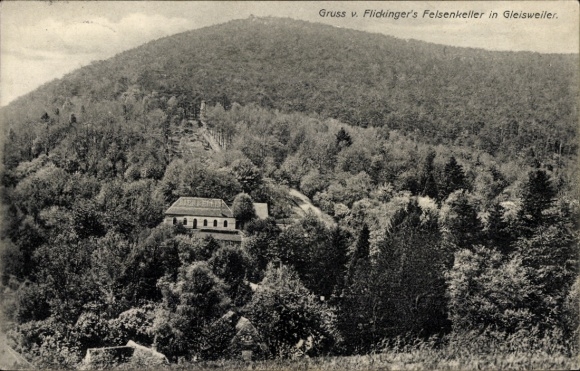 Ak Gleisweiler in der Pfalz, Felsenkeller, Berglandschaft, Bäume, Postkarte