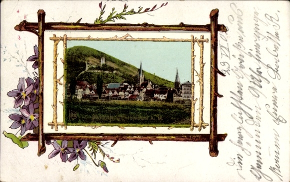 Passepartout Postcard Münden Lichtenfels in Hesse, partial view