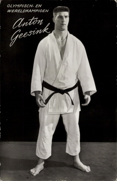Postcard Anton Geesink, Olympic and Wereldkampioen, medal, judo