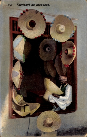 Postcard Hat Manufacturer, Arabian Hat Maker, Lehnert & Landrock 707, Maghreb