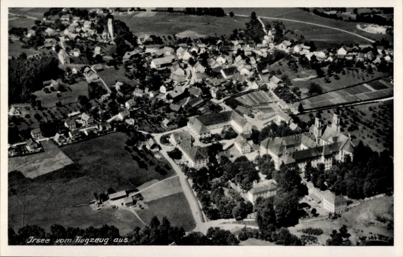 Postcard Irsee in Ostallgäu, aerial photograph