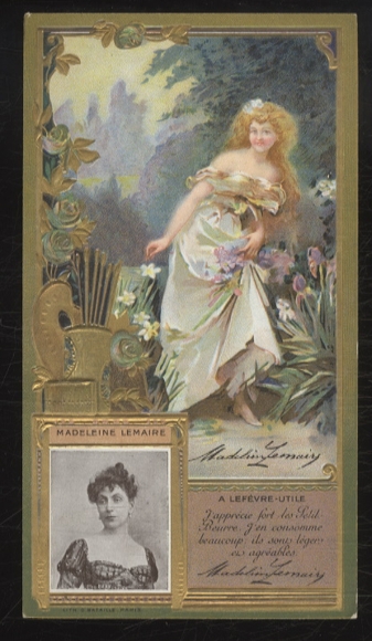 Merchant picture advertising card Lefevre-Utile Lu Art Nouveau, Madeleine Lemaire
