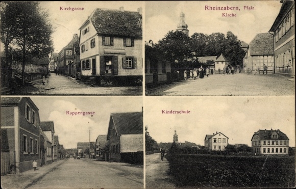 KP Rheinzabern in der Pfalz, Kirchgasse, kościół, Rappengasse, szkoła dla dzieci