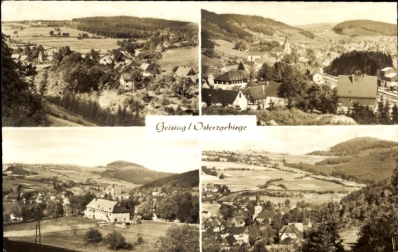 Postcard Geising Altenberg in the Ore Mountains, Panorama