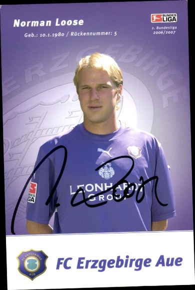 Autogrammkarte Fußballer Norman Loose, FC Erzgebirge Aue, Autogramm