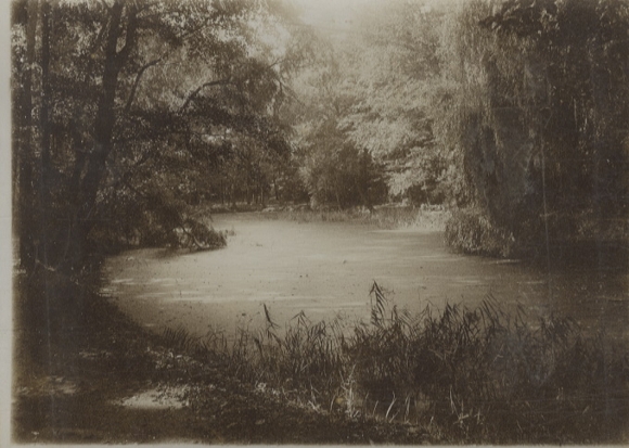 Original photo Schweinfurt, pond in the city park, around 1900