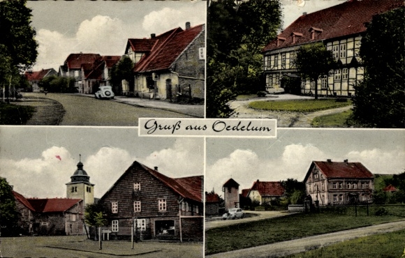 Postcard Oedelum Schellerten in Lower Saxony, detailed views, half-timbered houses