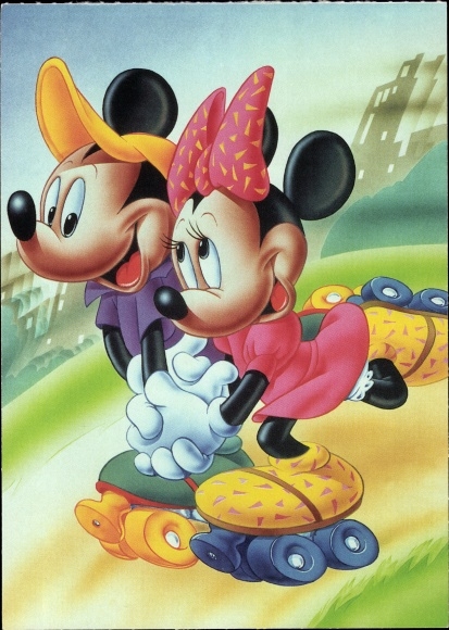 PC Walt Disney, Mickey and Minnie are roller skating