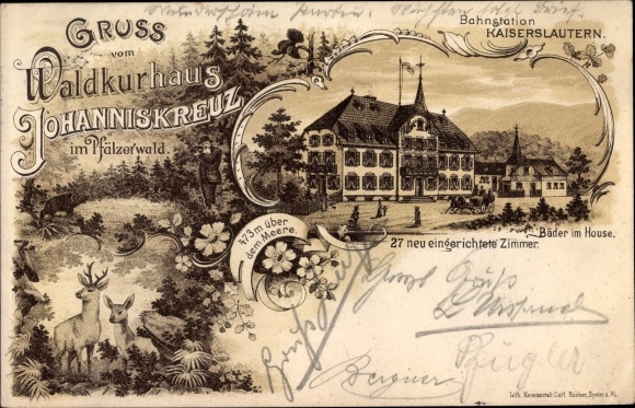 Litho Johanniskreuz Trippstadt in der Pfalz, Waldkurhaus Johanniskreuz