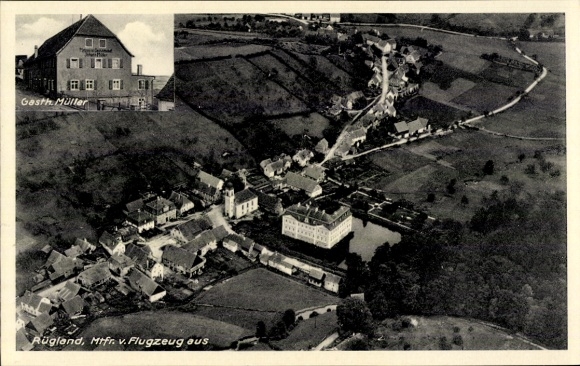 Ak Rügland in Mittelfranken, Fliegeraufnahme, Gasth. Müller